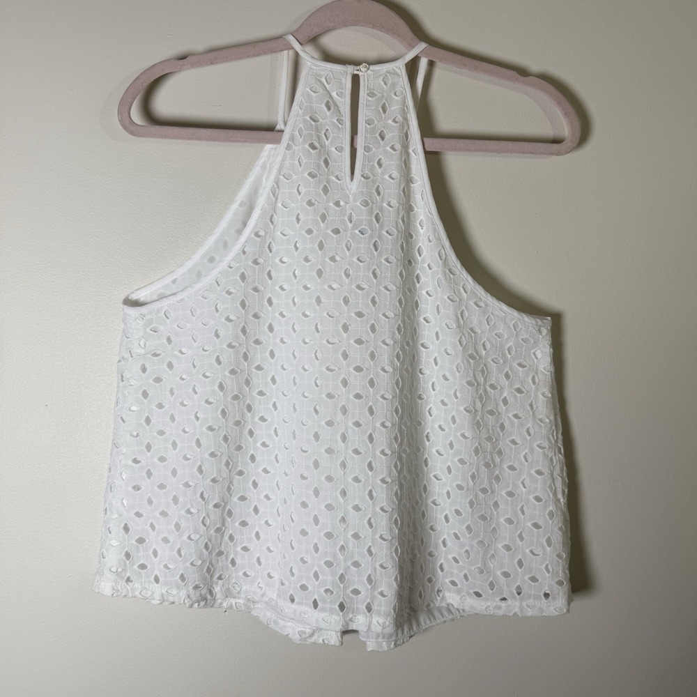 White Cotton Eyelet Racerback Tank Top Size Medium NWT Napean Sea Rd - Picture 3 of 8